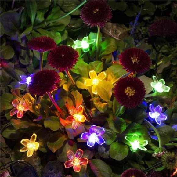 Solar Flower String Lights, 2 Pack Each 23ft 50LED Solar Fairy Flower Lights - Picture 4 of 8